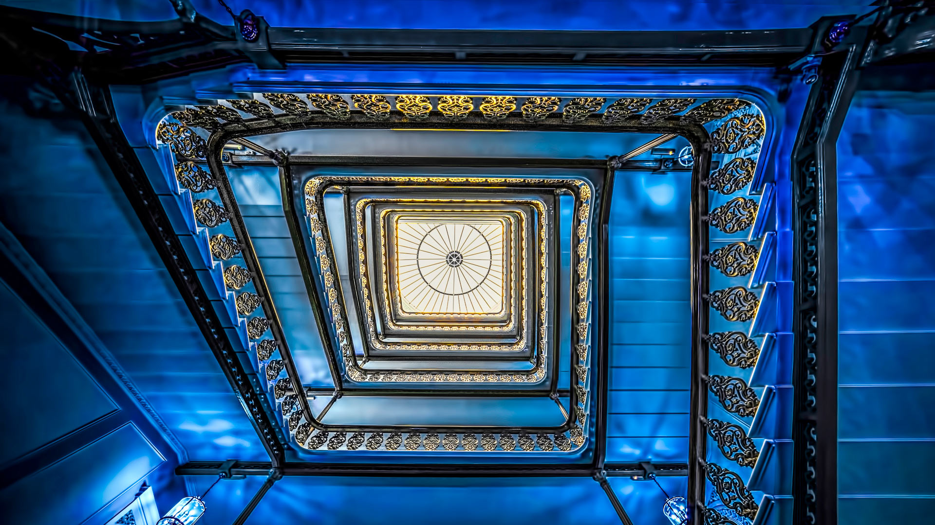 The funky blue staircase, Grand Brighton Hotel, England, UK