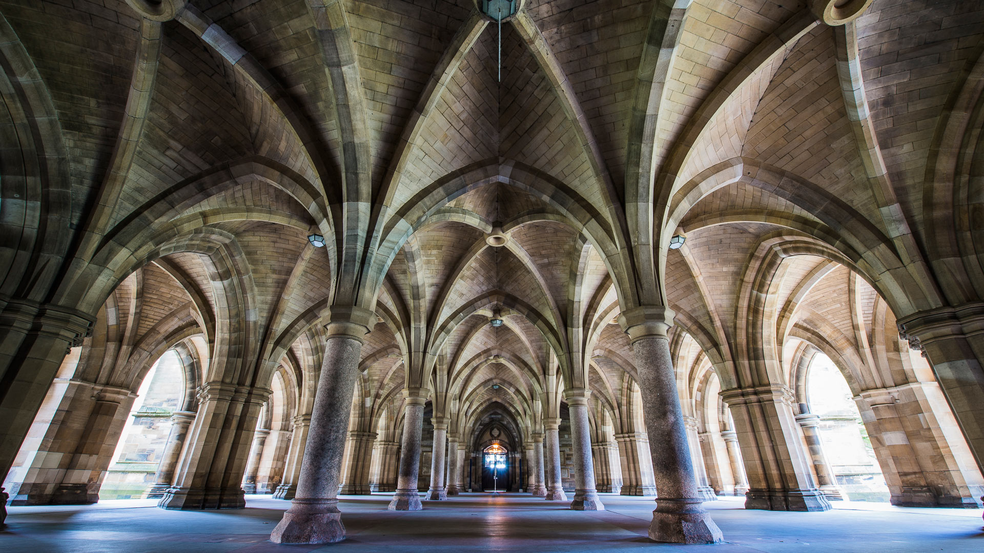 Cloisters at the University of Glasgow, Scotland, UK