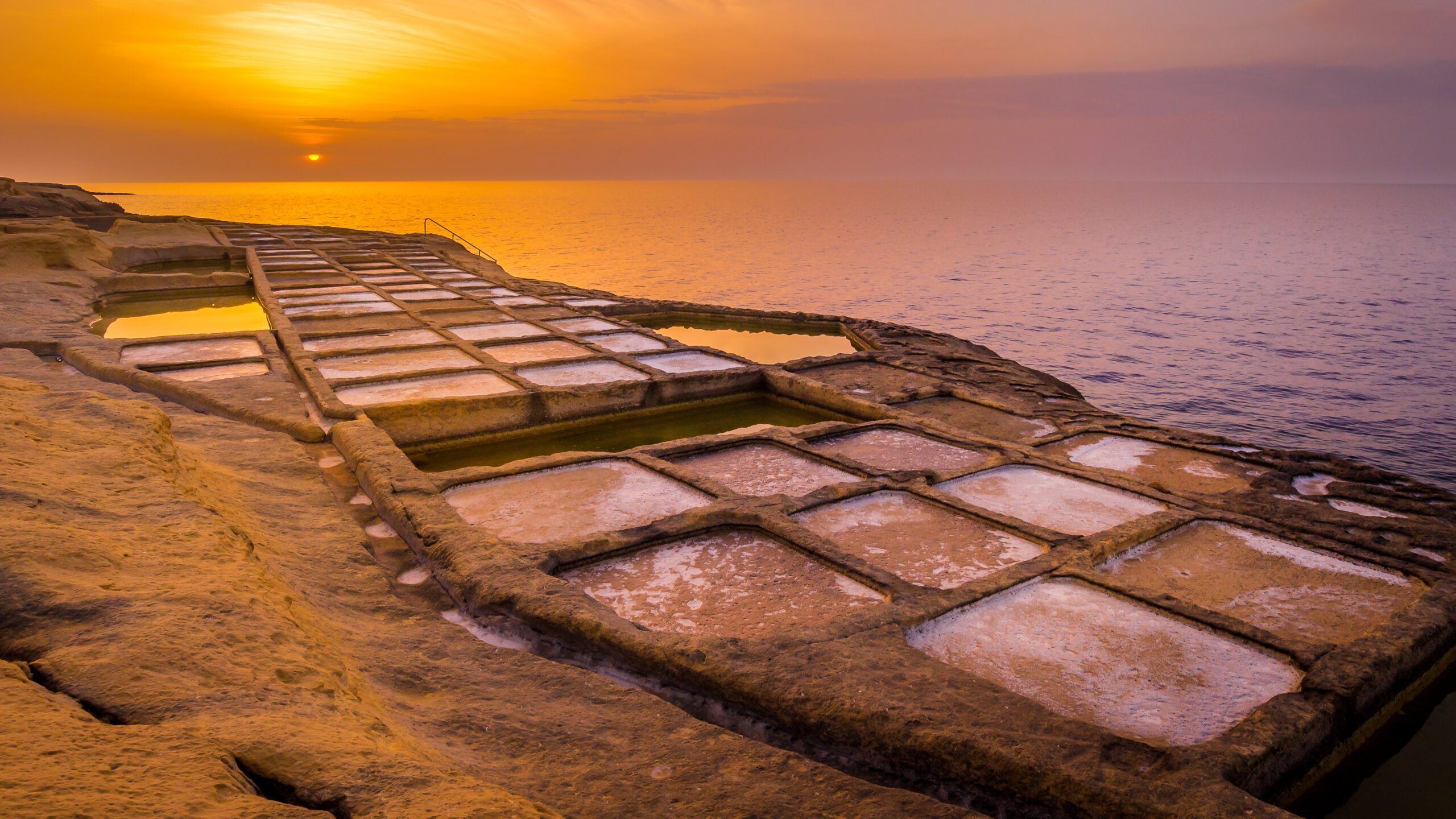 Salt evaporation ponds on the island of Gozo, Malta