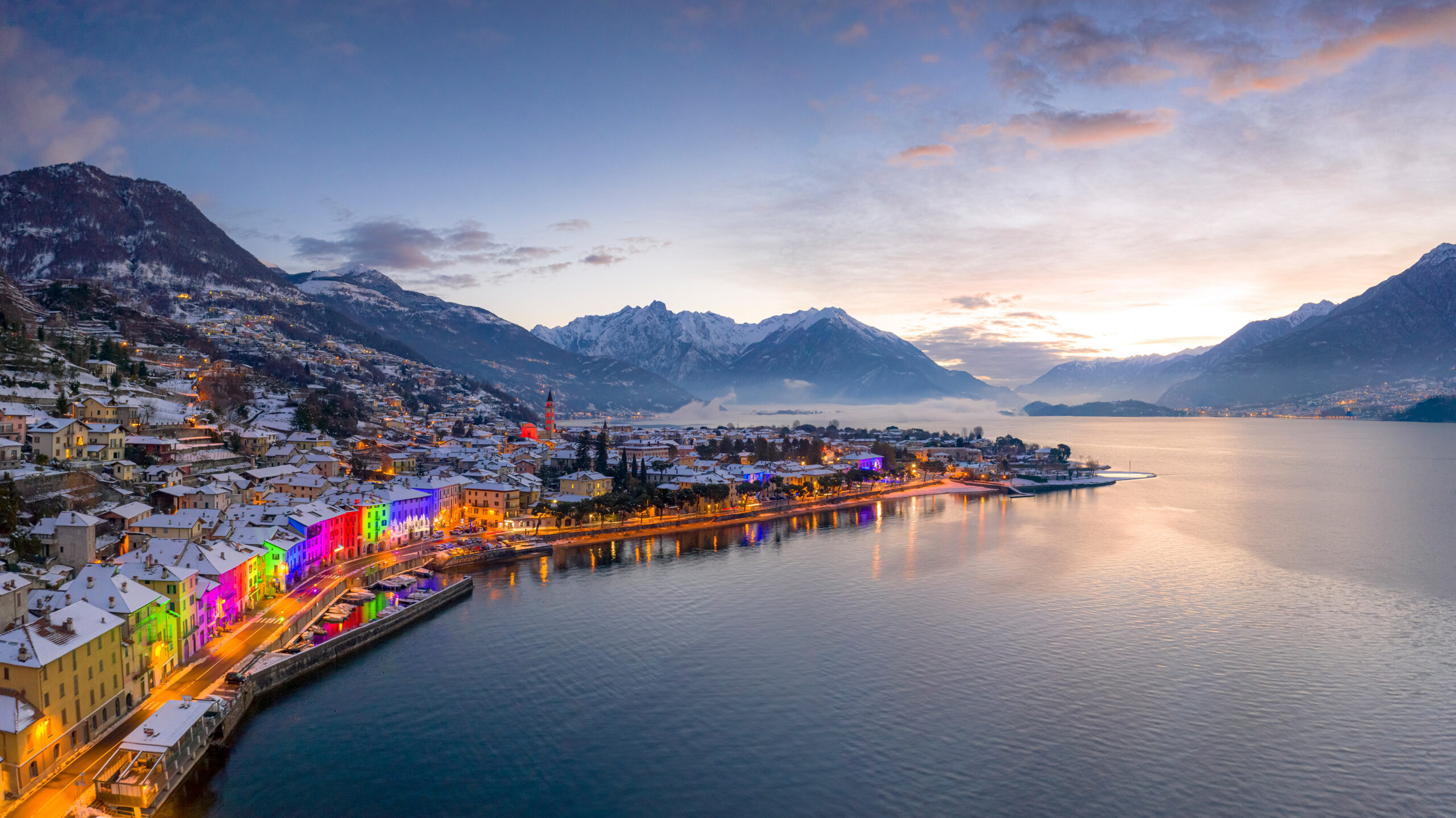 Christmas lights in Domaso, Lake Como, Italy
