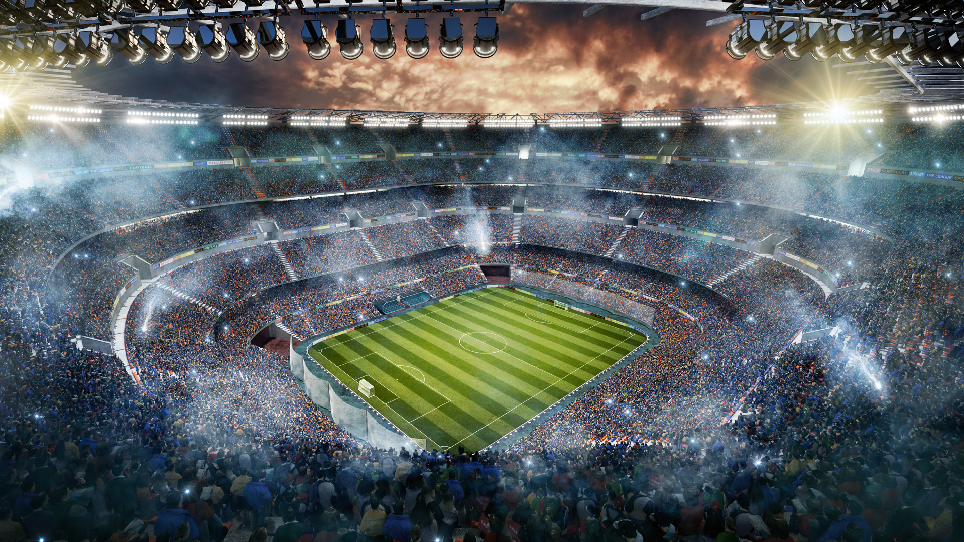 Soccer stadium upper view