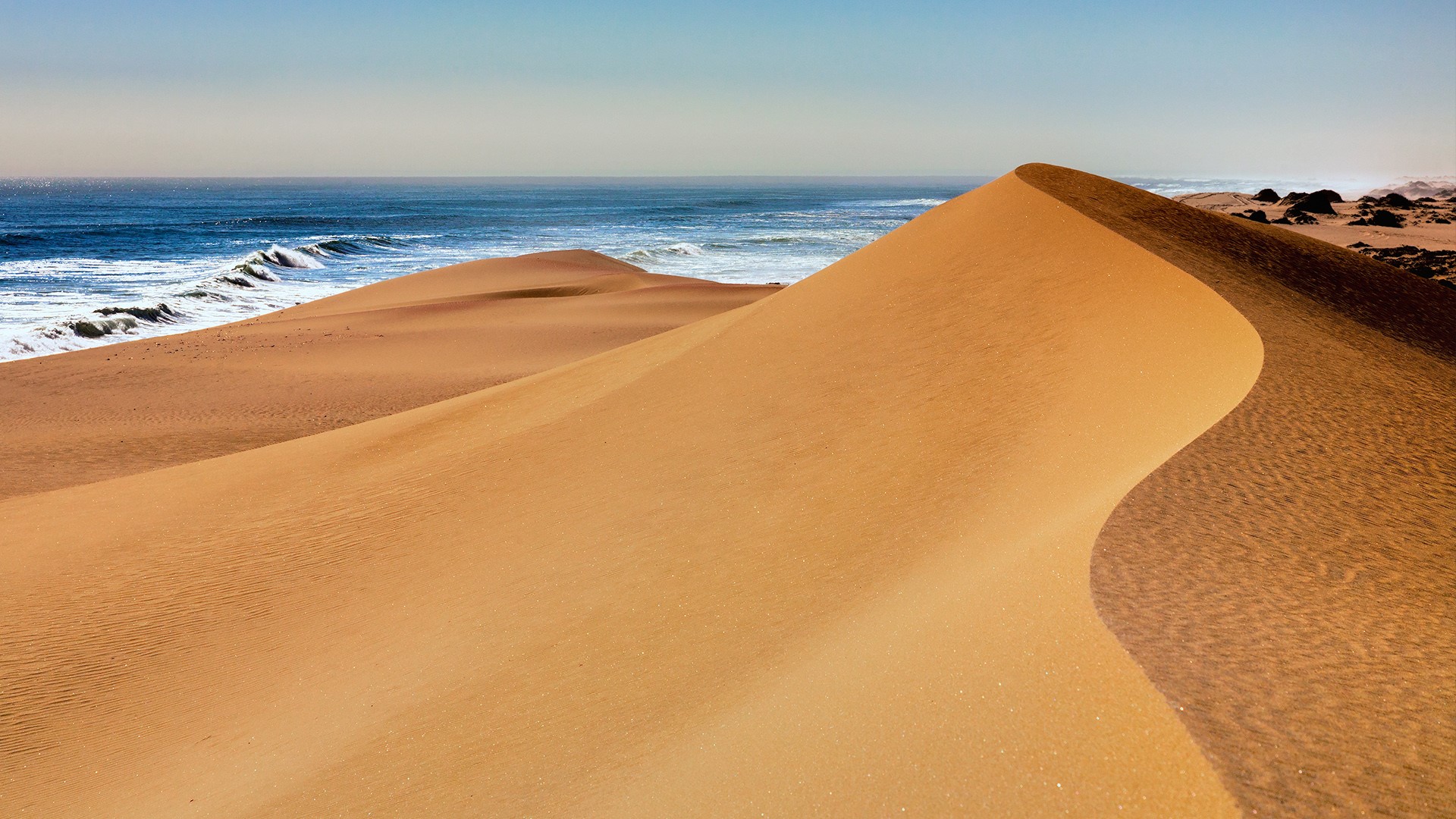Namibia desert beach sand dune in Sandwich Harbour