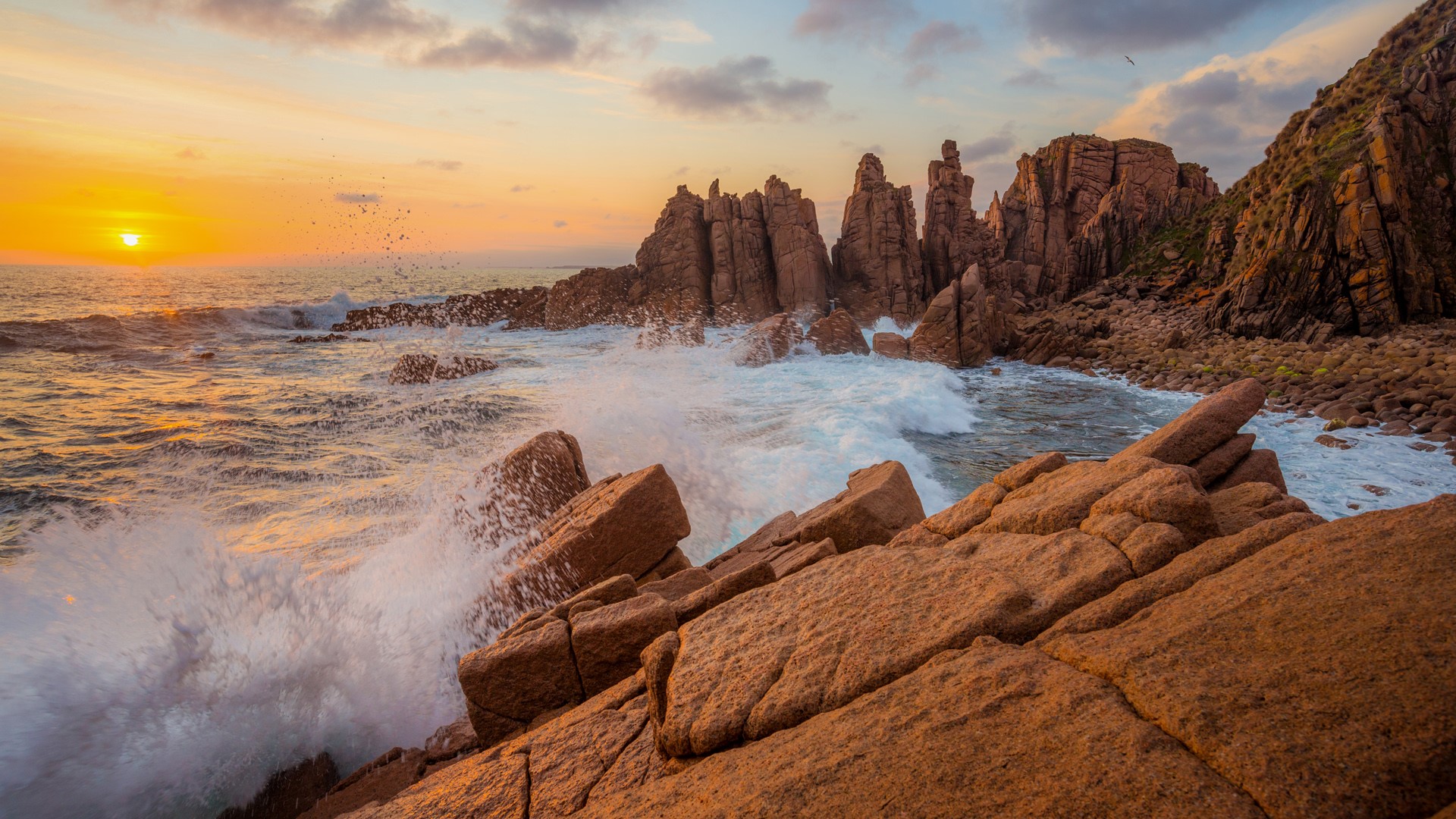 Pinnacles rock formation on Cape Woolamai at sunset, Phillip Island, Australia