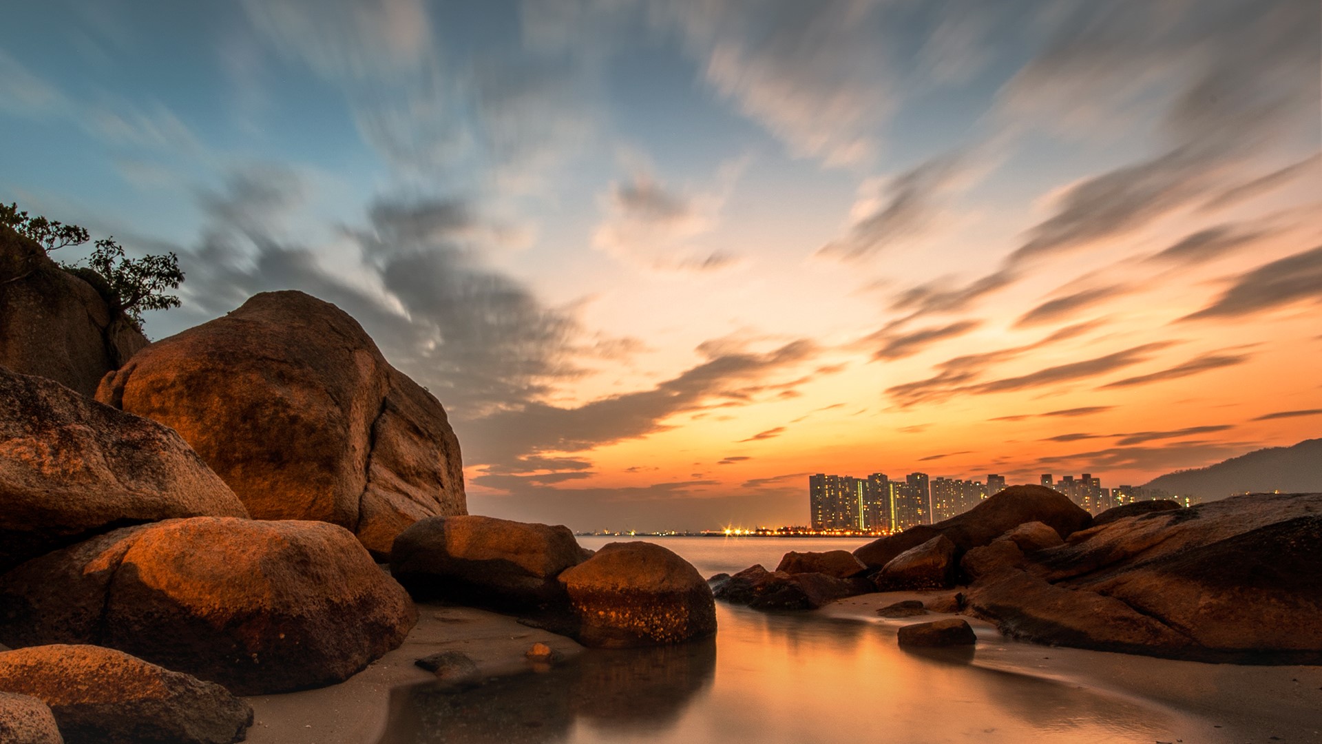 Shoreline afterglow, Tuen Mun, Hong Kong