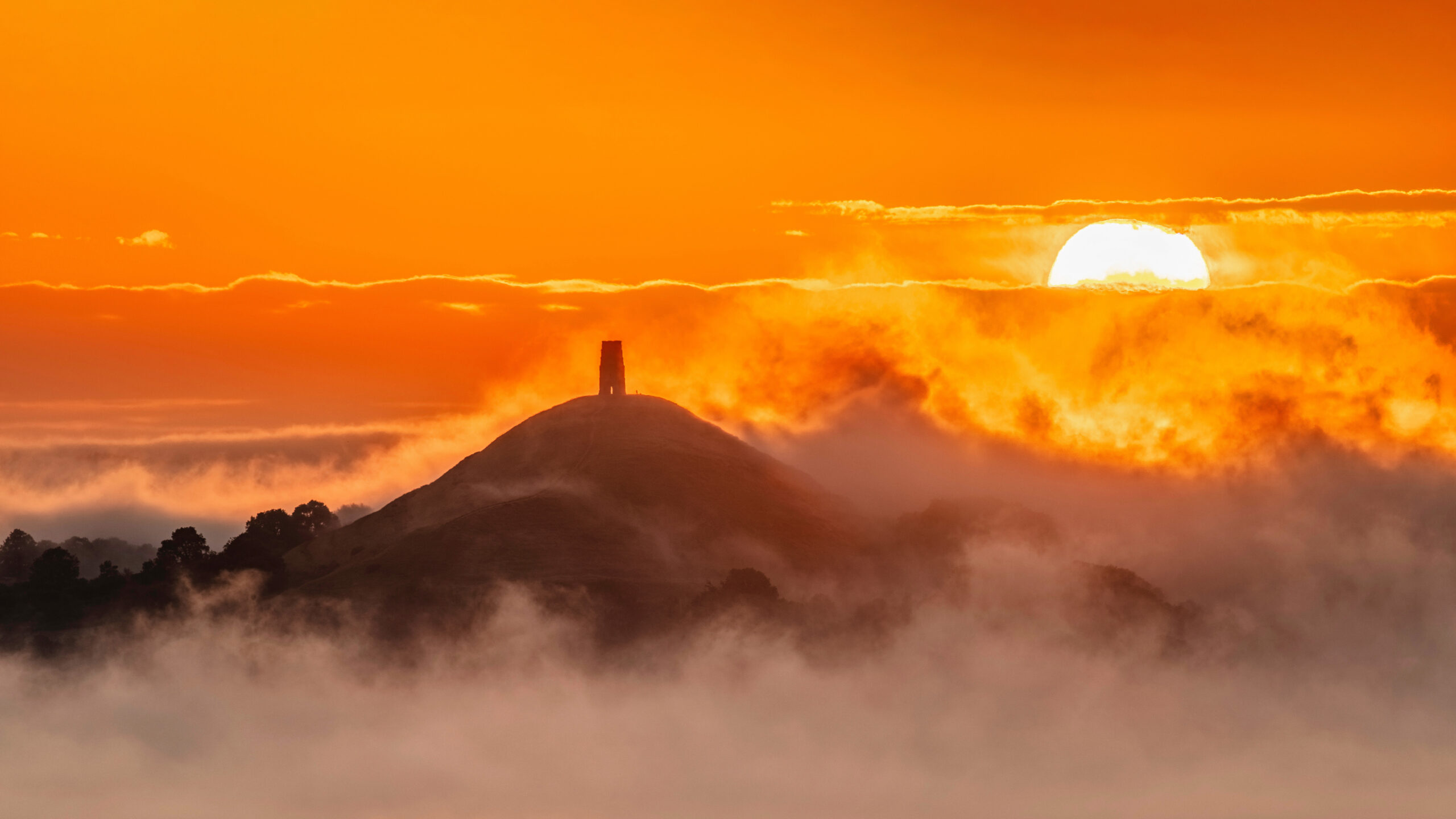 View of Glastonbury Tor from Walton Hill, Somerset, England