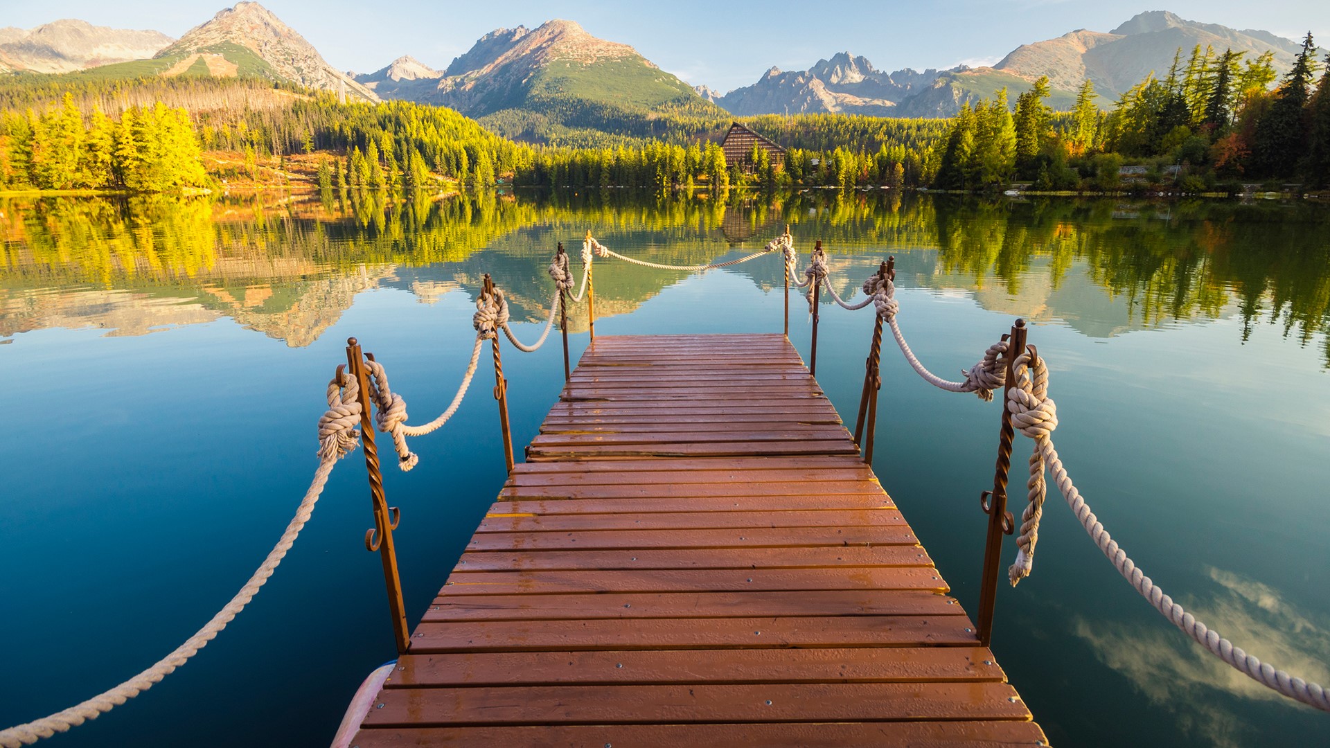 Štrbské pleso mountain lake panorama, High Tatras, Slovakia