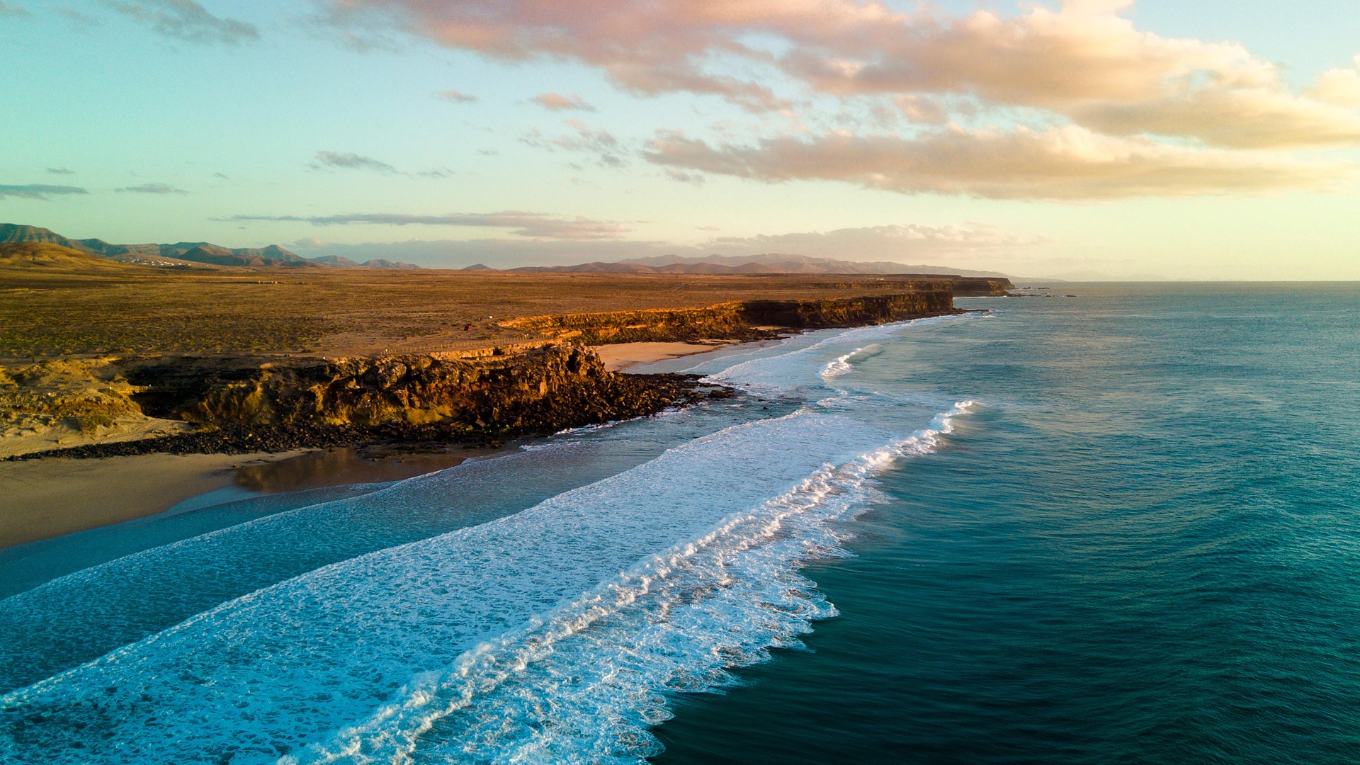 Aerial view of coast, Fuerteventura, Canary Islands