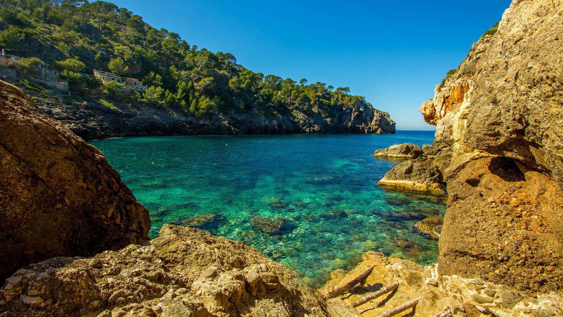 Cala Deia tropic empty beach, Palma Mallorca, Balearic Islands, Spain
