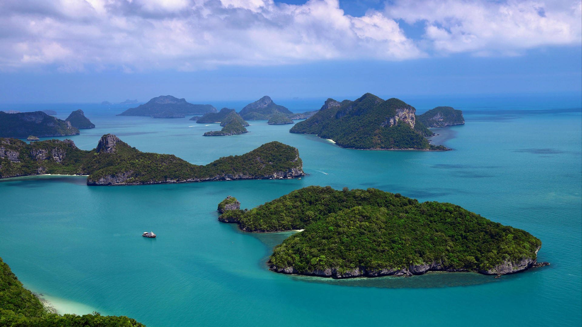 View over Mu Koh Ang Thong marine park from Koh Wua Talap, Thailand