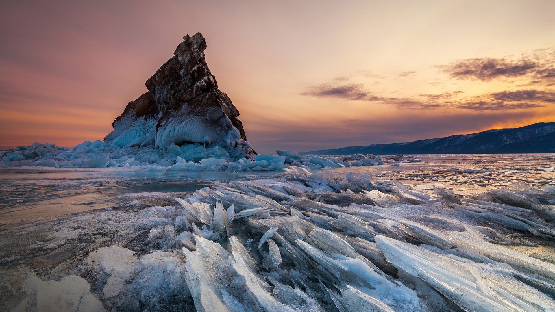 Elenka Island at sunset, Lake Baikal, Siberia, Russia