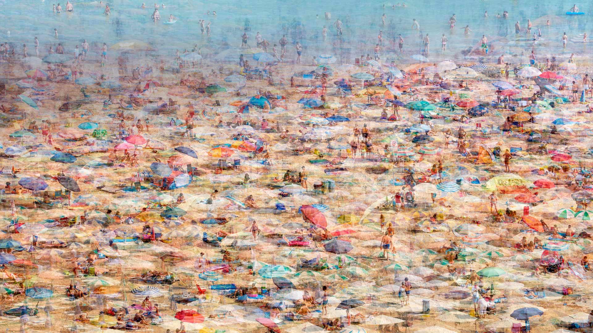 Composite photo of the beach in Lignano Sabbiadoro, Italy