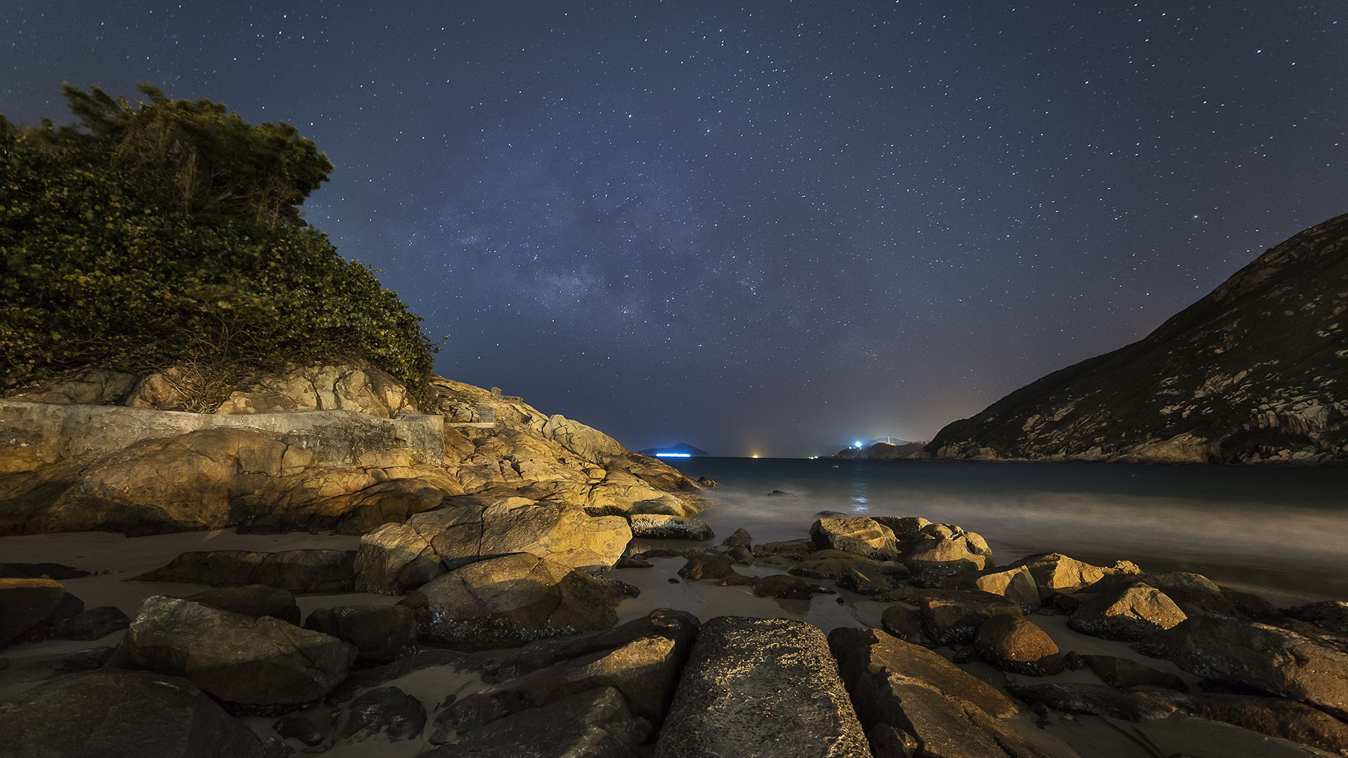 Milky way above Shek O Beach in Hong Kong