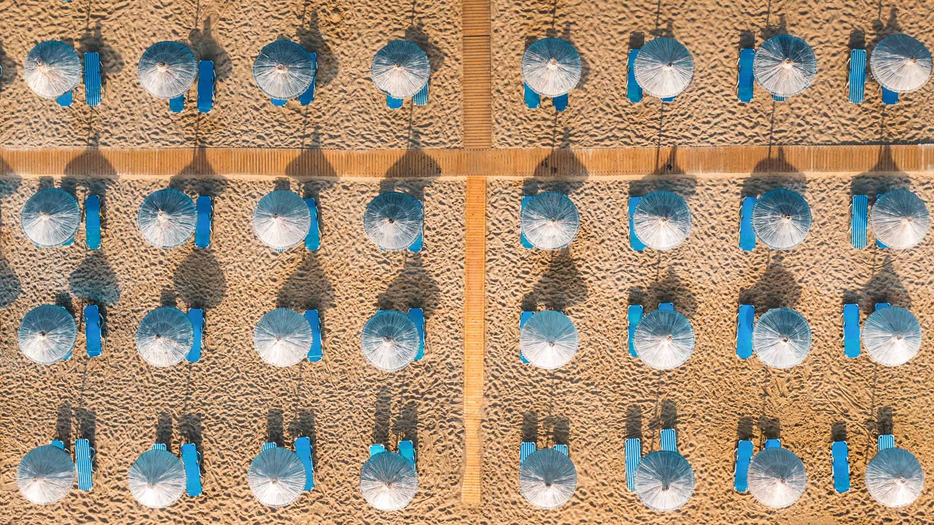 Sunbeds on the beach at Vai, Crete, Greece