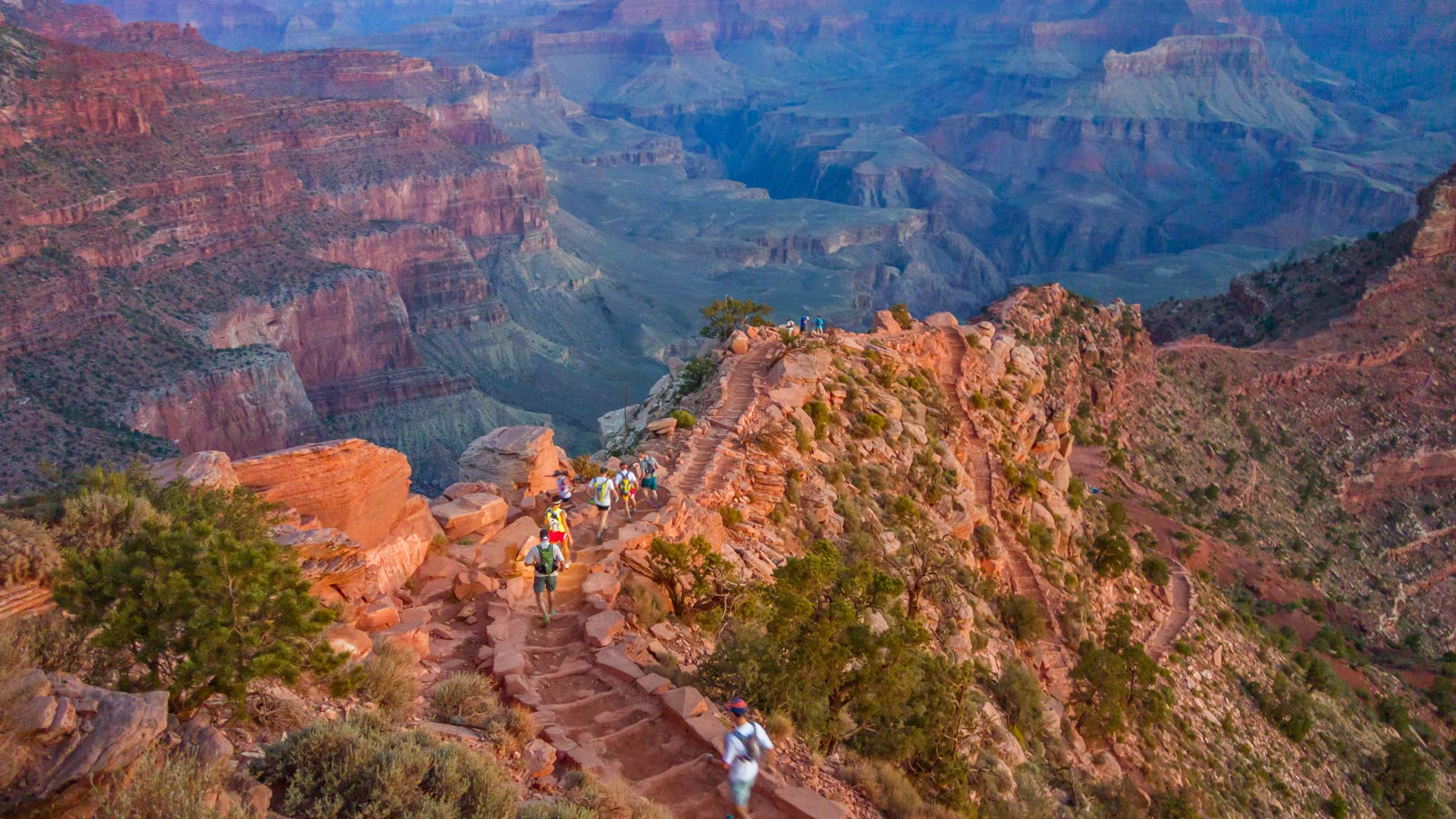 Runners on the South Kaibab Trail in the Grand Canyon, Arizona