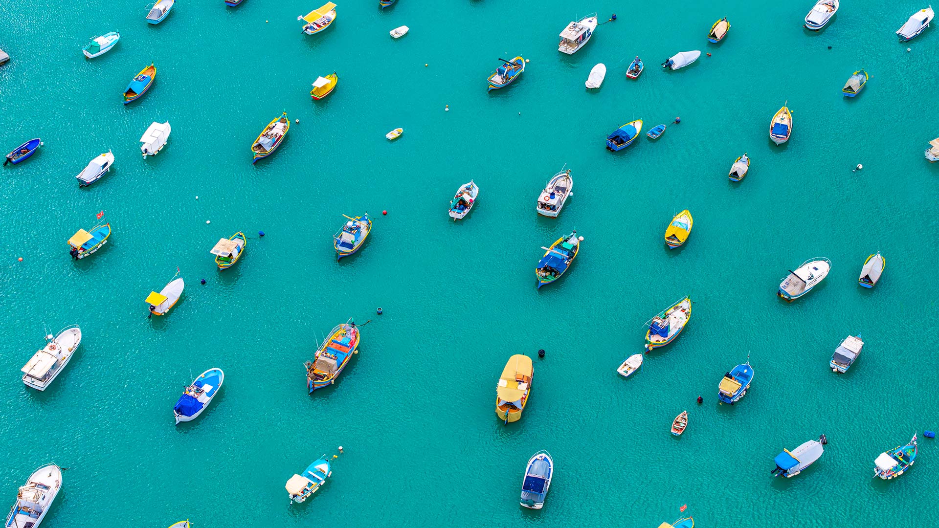 Colorful boats in Marsaxlokk Harbor, Malta