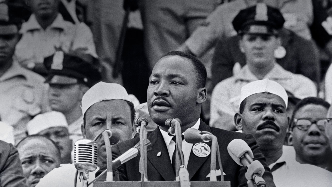 Martin Luther King, Jr., delivering his ‘I Have a Dream’ speech in Washington, DC, on August 28, 1963