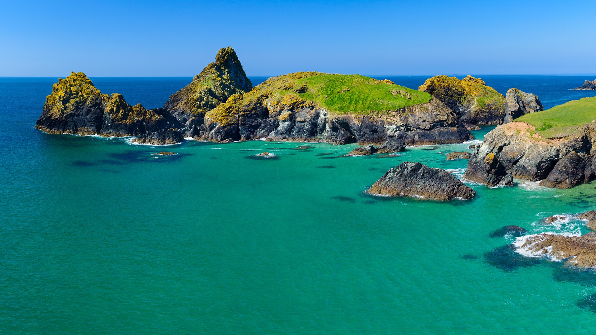 Kynance Cove and Bay, The Lizard Peninsula in Cornwall, England, UK