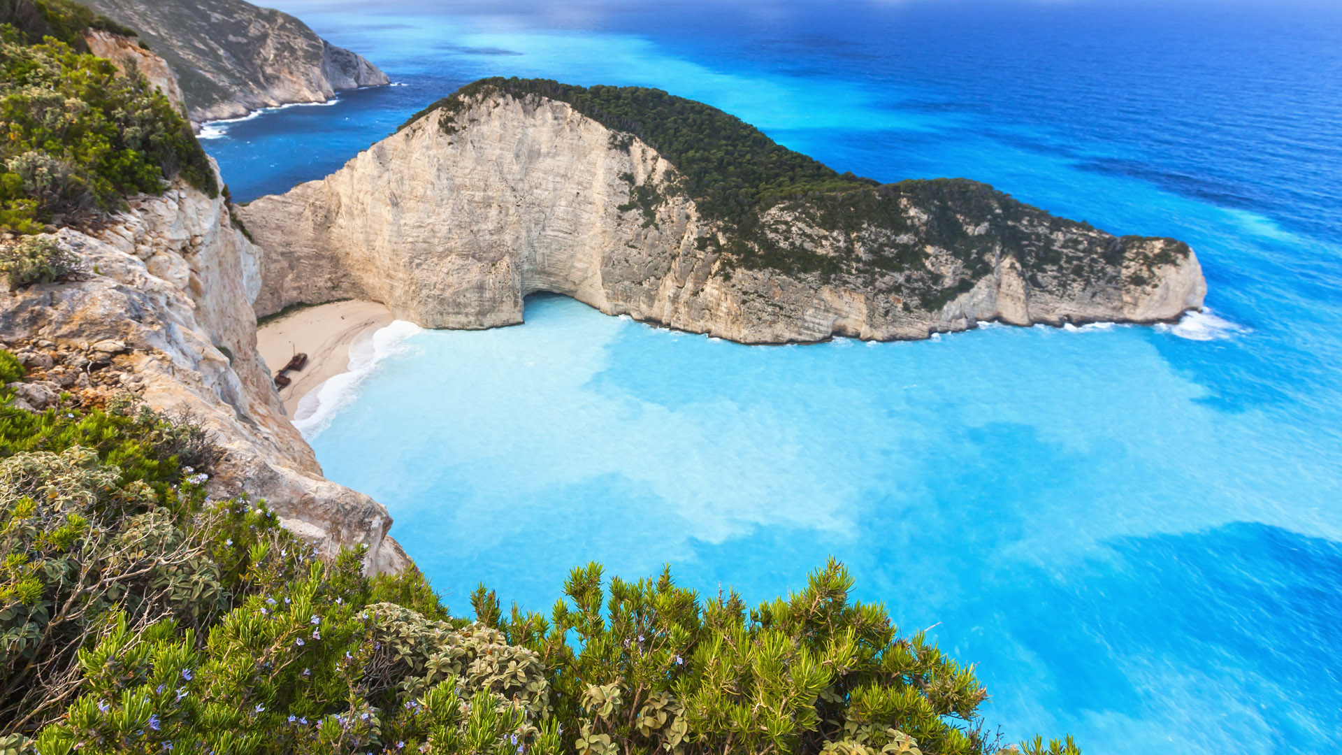 Shipwreck beach in Navagio Bay, Zakynthos Island, Greece