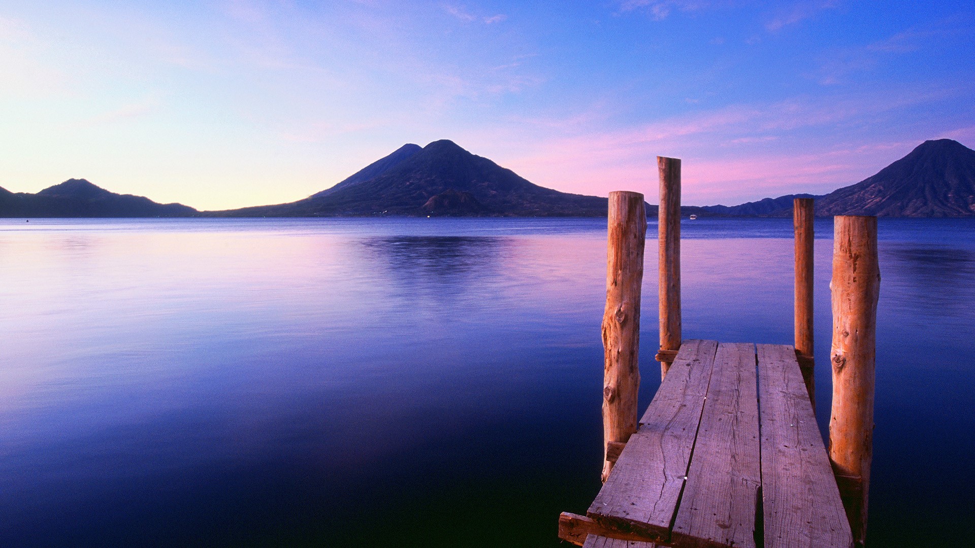 Atitlan Lake seen from Panajachel, Solola, Guatemala